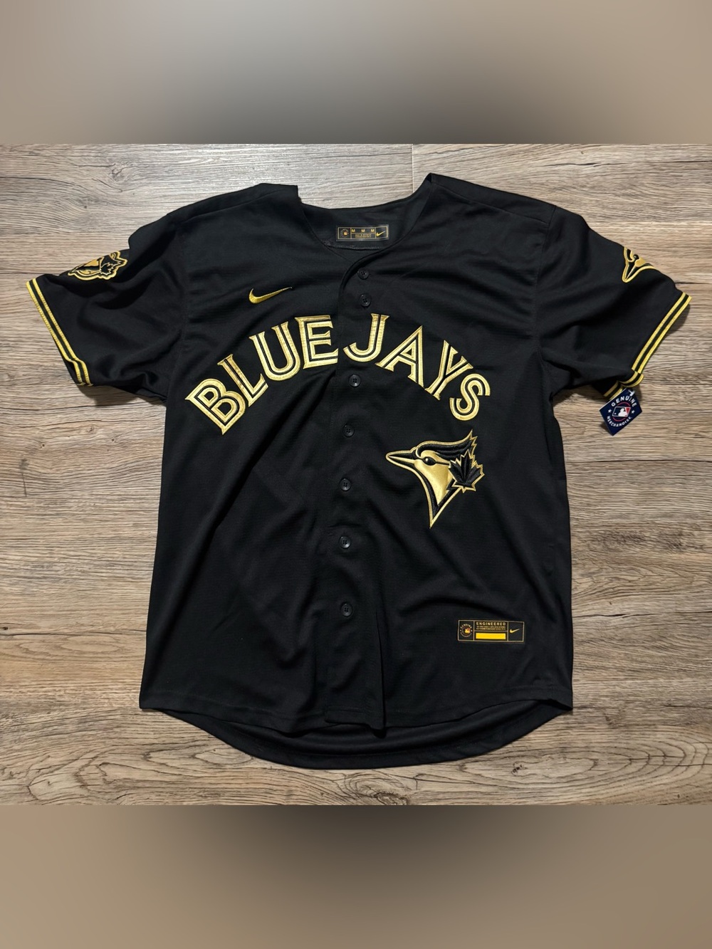 Okamoto Black and Gold 50th Anniversary Blue Jays Jersey Jersey - Medium